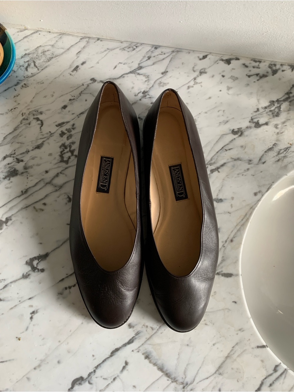Land’s End Women's Dark Brown Leather Ballet Flats 11